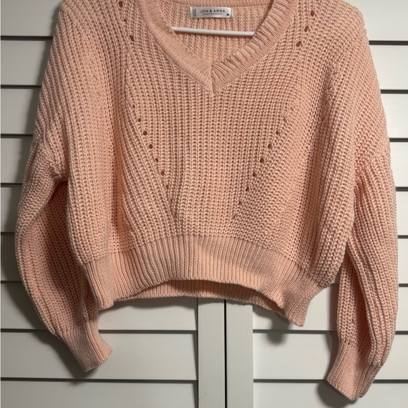 Jon & Anna Blush Pink Cropped Knit Sweater - Picture 3 of 6